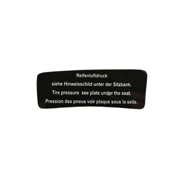 Hinweisschild Reifendruck für BMW S Cockpit